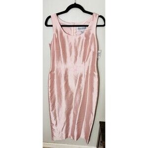 NEW Jessica Howard Pink Sheath Dress Size 6 Faux Silk Shantung Cocktail Y2K